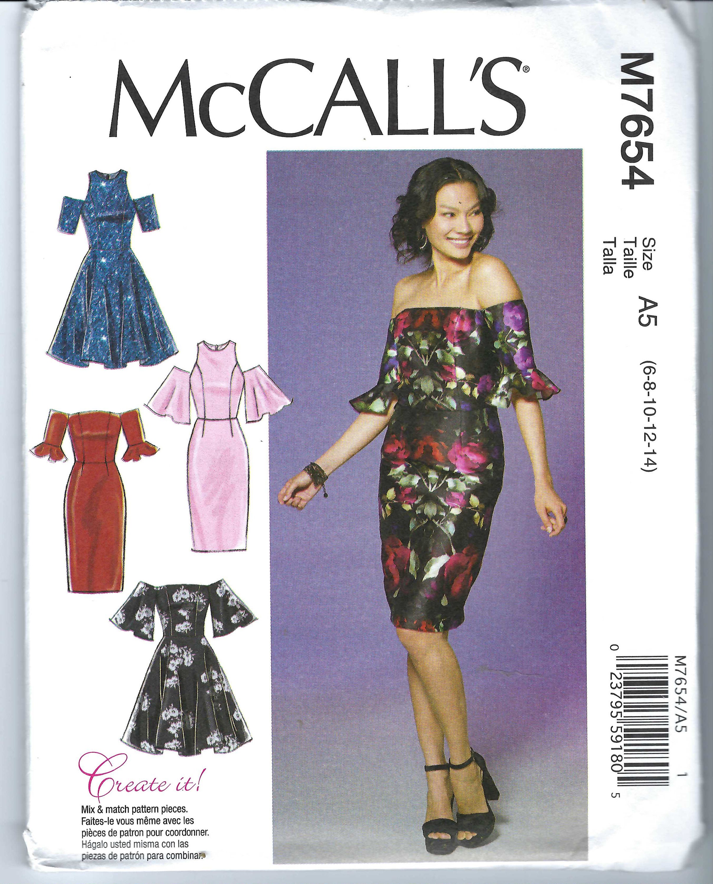 Uncut Mccall's Sewing Pattern 7654 Misses' Miss Petite Dresses With Mix ...