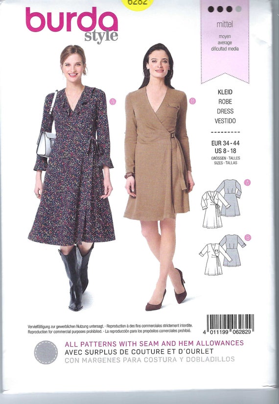 Ongesneden Burda Stijl naaien Patroon 6282 mist Jurken Maat 8-18