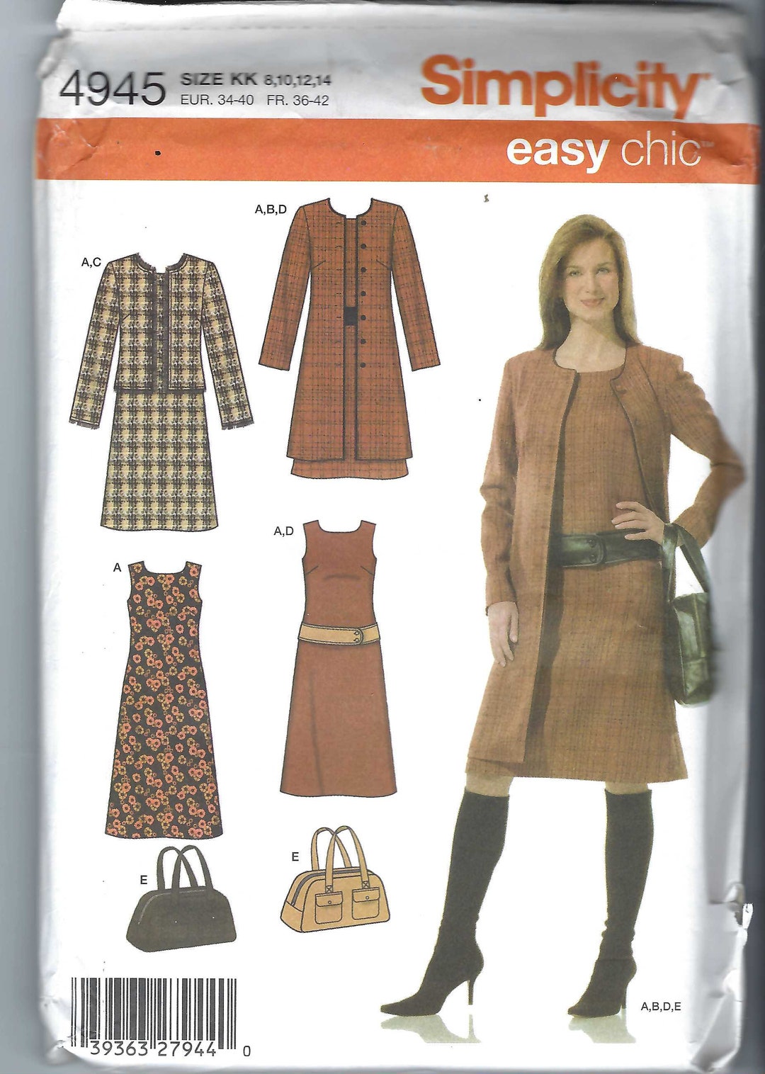 Uncut Simplicity Sewing Pattern 4945 Dress COAT or JACKET Belt - Etsy