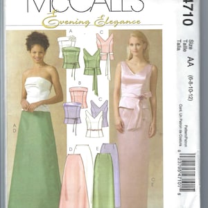 Uncut  McCalls sewing pattern 4710 Evening Elegance Misses Lined Strapless  Sleeveless Tops, Flower Belt Sash and Skirts Sz 6-12 10-16  FF