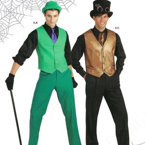 Uncut  simplicity sewing pattern 0108 0972 lined vest tie ASCOT costume Pattern mens S M L XL   FF