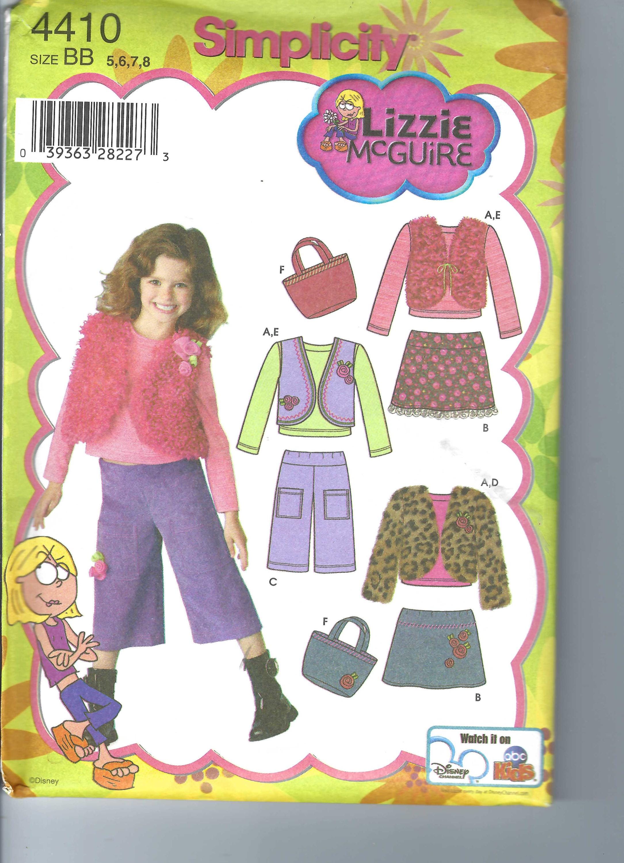 Uncut Simplicity Sewing Pattern 4410 Lizzie Mcguire Lined Vest