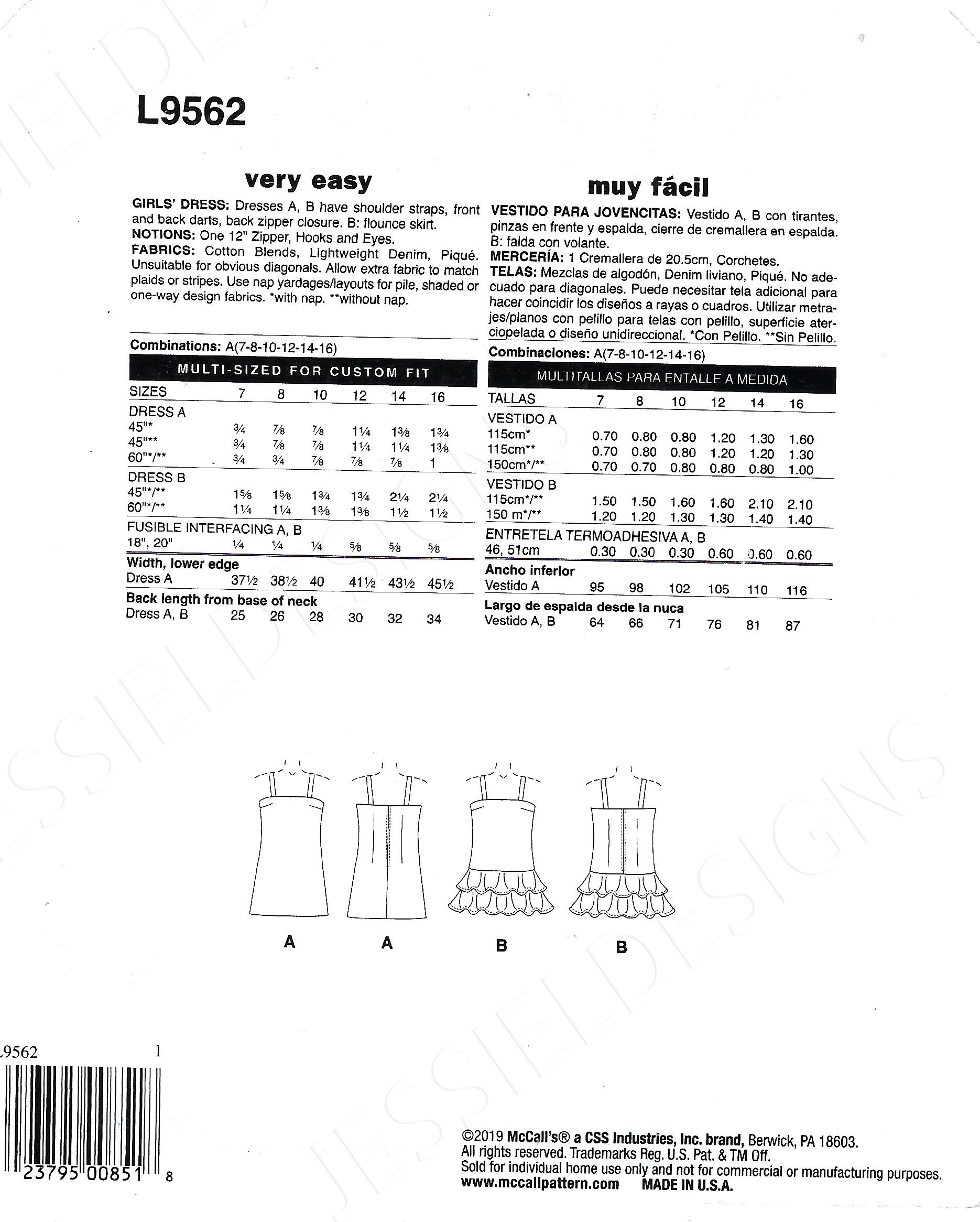Patterns 9562 Uncut Mccalls Sew Sewing Pattern 9562 Child Girl Dress Size 7-16 FF - Etsy