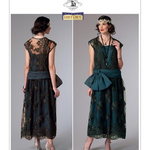 Uncut butterick sewing pattern 6399 Misses&#39; Drop-Waist Dress with Oversized Bow  Size A5(6-8-10-12-14) E5(14-16-18-20) FF