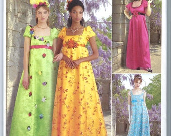 Uncut Simplicity Sewing Pattern 11271 9434 misses and women's regency era style dresses size 10-18 20-28 FF