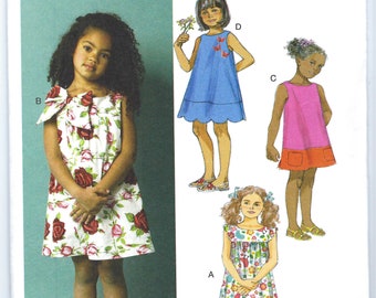 Patrón de costura Butterick 5876, rápido, fácil, sin mangas o con mangas cortas, para vestido de verano, corte A, bolsillos festoneados, talla 1, 2, 3, 4, 3-6 FF