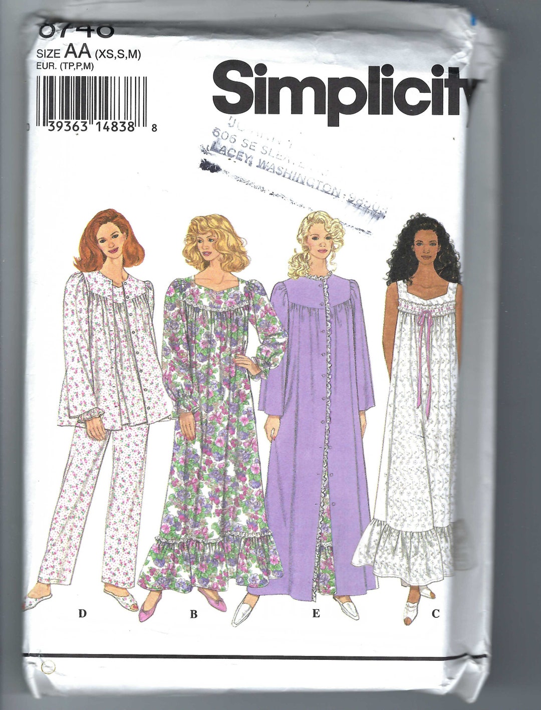 Simplicity Robe Pattern 0621 Uncut Vintage Simplicity Sewing Pattern 8748, Size XS, S, M L-xl Women ...
