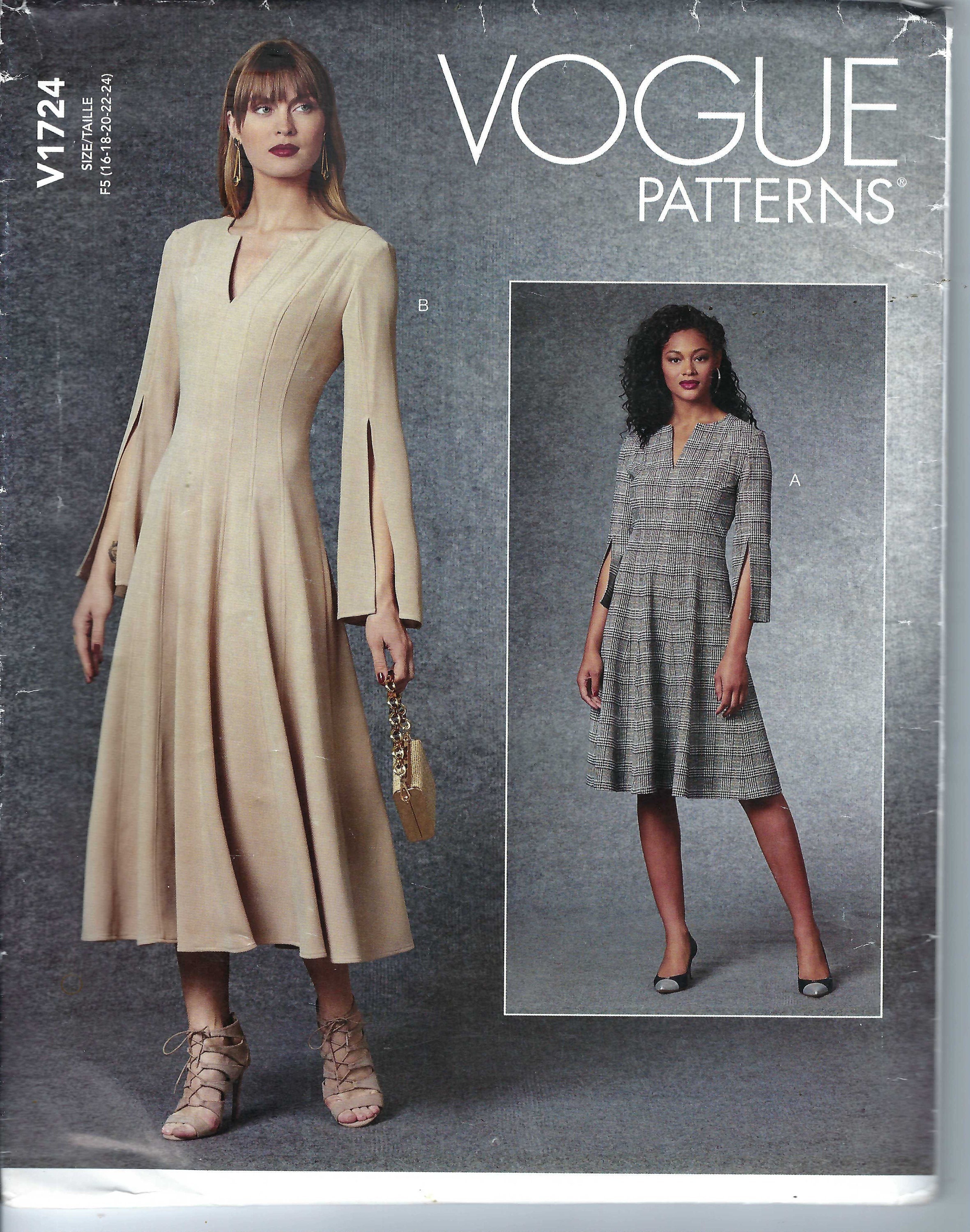 Uncut vogue sewing pattern  Women's Dress, Princess Seam Dress Pattern, Fit and Flare Dress, Vogue 1724 Size 8-16 and 16-24 FF