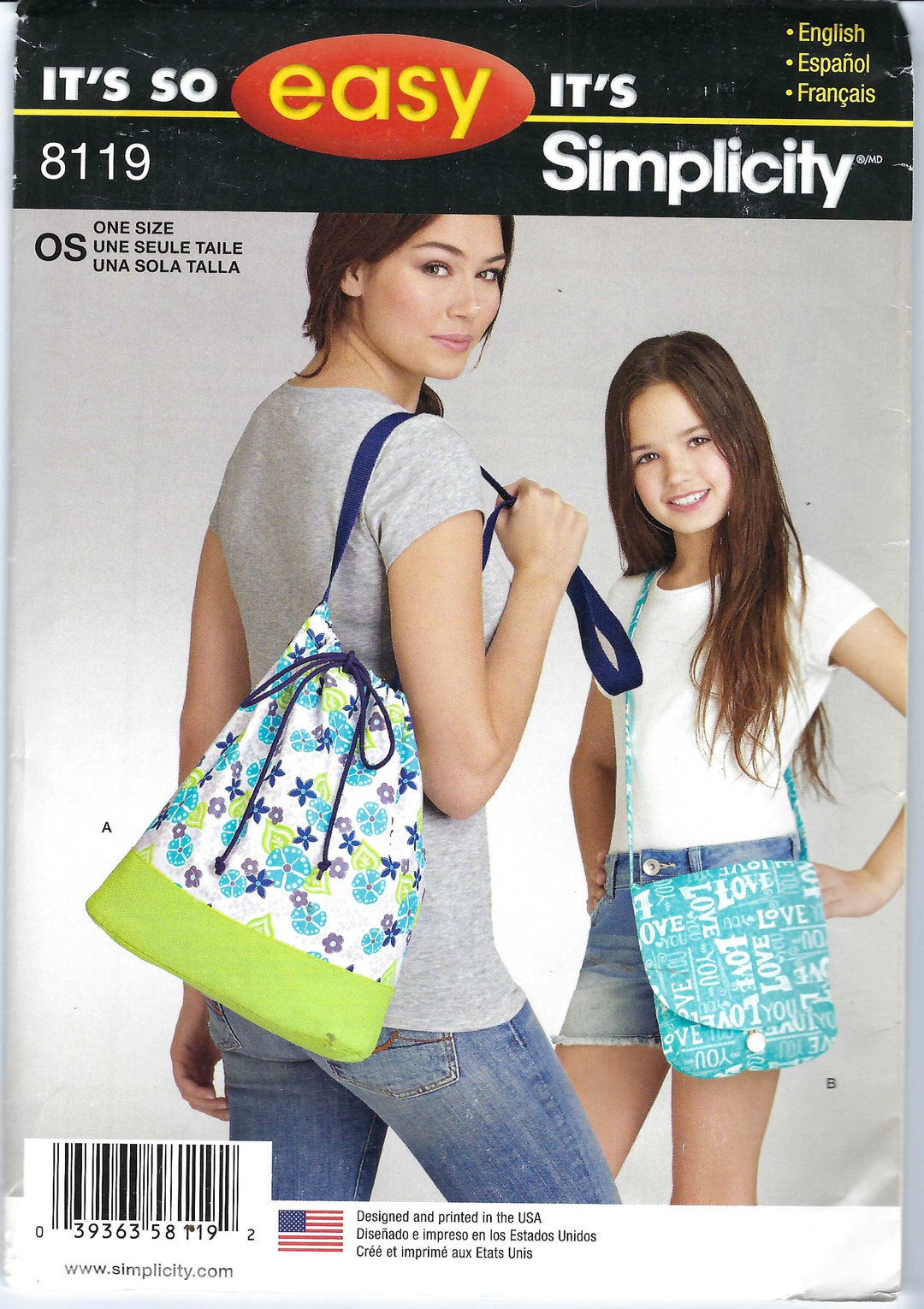 UNCUT Simplicity Sewing Pattern so Easy Sewing Pattern 8119 Crossbody ...