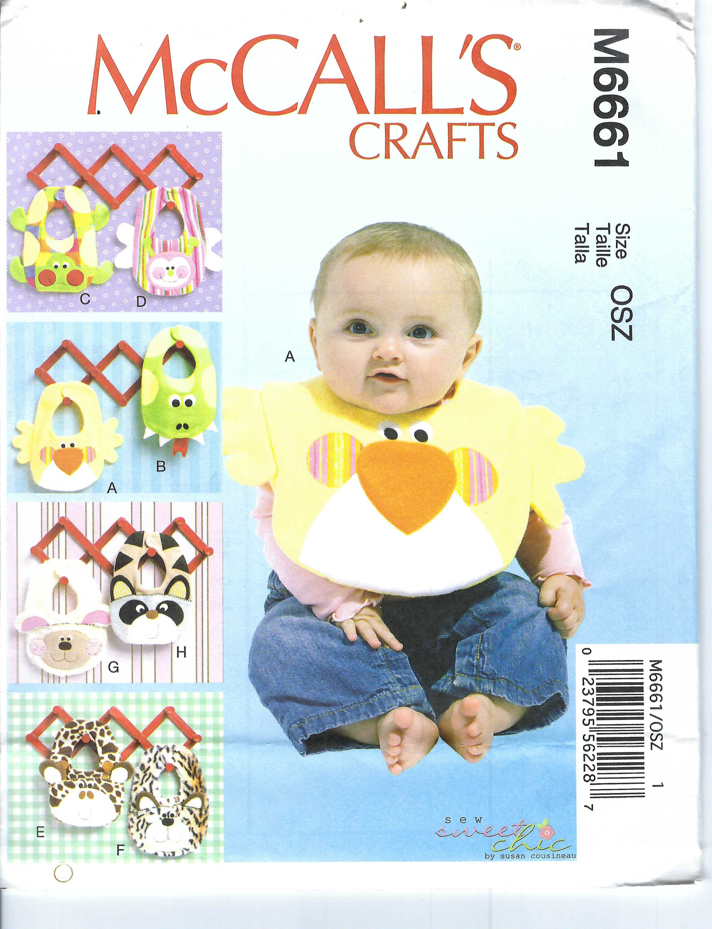 Uncut Mccalls Sewing Pattern Animal Baby Bibs Sewing Pattern Mccalls ...