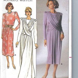 Uncut vintage butterick sewing pattern Formal Dress Pattern, UNCUT, Butterick 3580, Size 12 Evening Dress with Front Drape FF