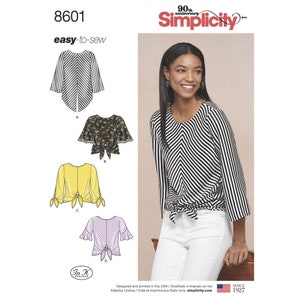 Uncut Simplicity 890 8601 Women&#39;s Blouse pattern, Pullover Top, Women&#39;s Top Pattern, Waist Tie Top, Size 6-14 14-22 FF