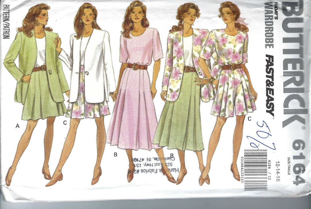 Uncut Vintage Butterick Sewing Pattern 6164 Misses Fast and Easy ...