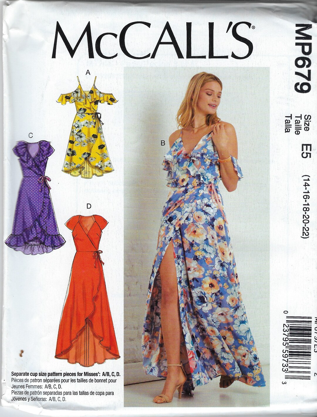 Uncut Mccalls Sewing Pattern 679 7745 Misses' Wrap Dresses With ...