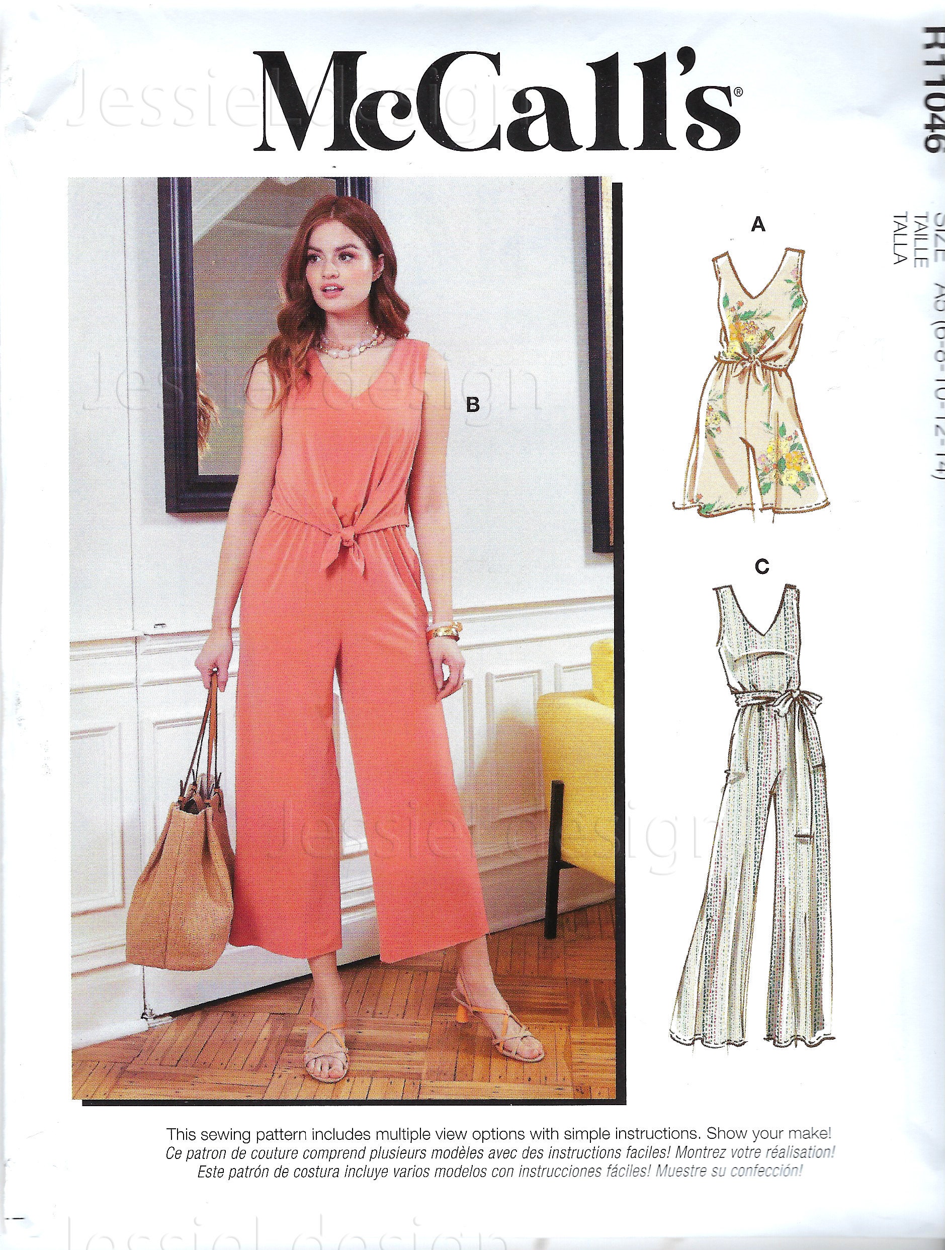 Uncut Mccalls Sewing Pattern 11046 8218 Misses Romper Jumper and Sash ...
