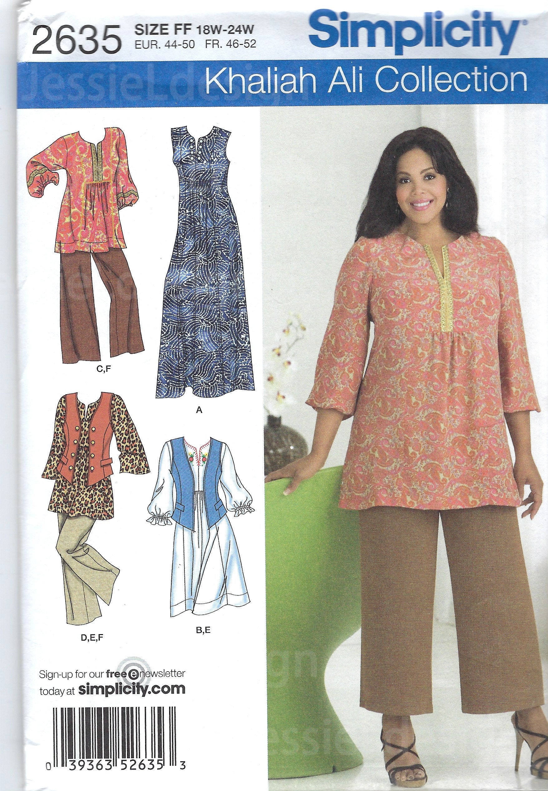 Uncut Simplicity Sewing Pattern 2635 Women's Long Tunic Top