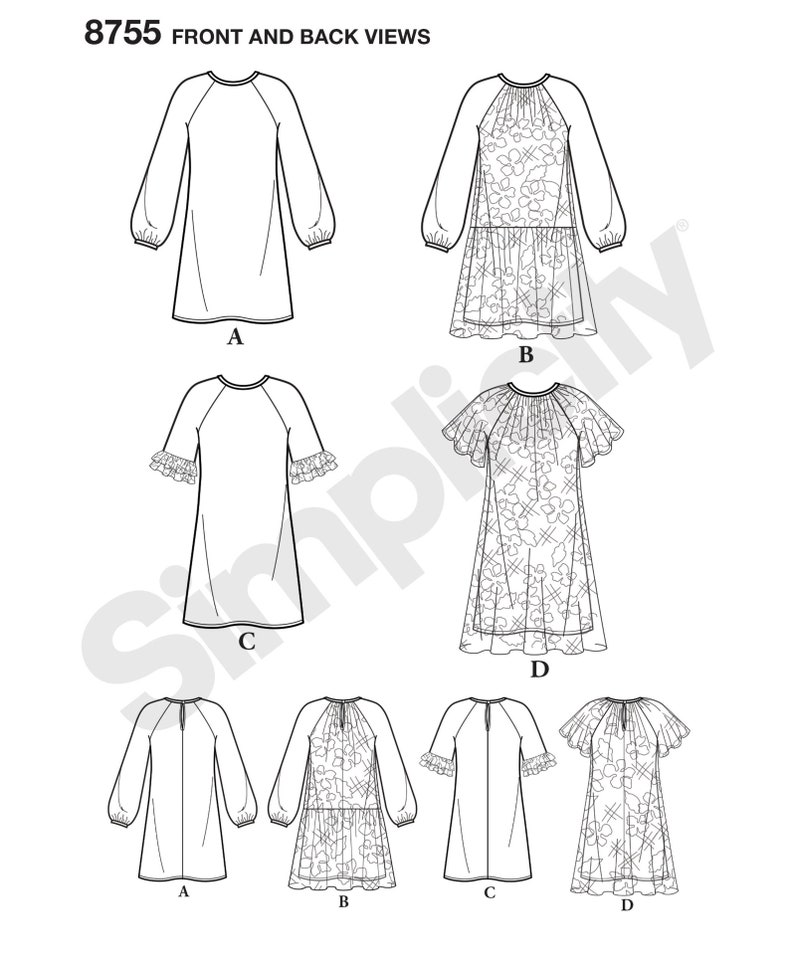 Uncut Simplicity Sewing Pattern 8755 Children/'s and Girls/' Dresses size 3-6 7-14 FF