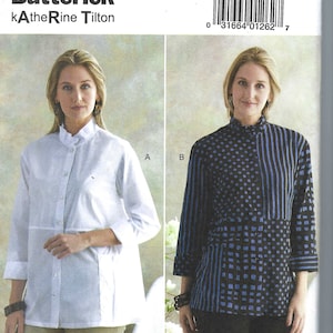 unbeschnittenes Butterick Schnittmuster Damen Oberteile, Bluse mit Knopfleiste, Kragenshirt, Damen Tunika, Butterick 6689, Größe 6-14 und 14-22 FF