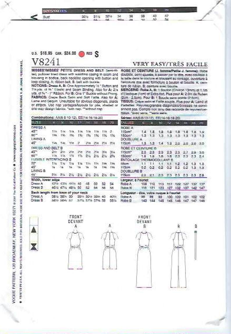 Uncut Vogue Sewing Pattern 8241 Easy Fitting Evening Dress With ...