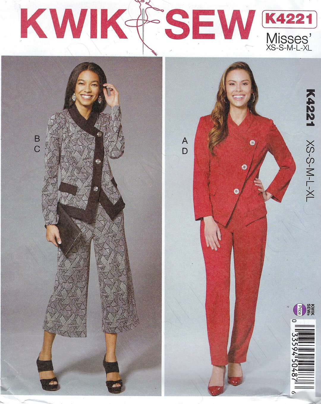 Uncut Kwik Sewing Pattern 4221 Misses' Jacket and Pants - Etsy