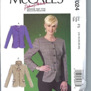 Uncut Mccalls sewing pattern 7024 misses semi fitted lined jackets sewing pattern size  16-24 FF