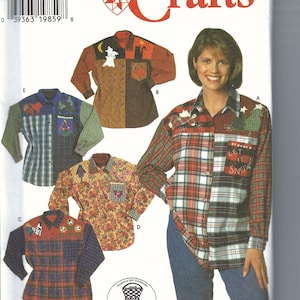 Uncut vintage simplicity Sewing pattern 7505  Patchworks Button Mix Match Fabric Shirt Appliques Size 6-8 12-14-16 18-20-22 FF