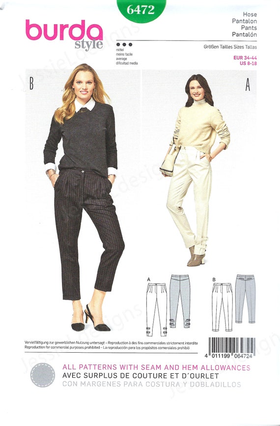 Uncut Burda Sewing Pattern 6472 Woman's Pants or Trousers | Etsy