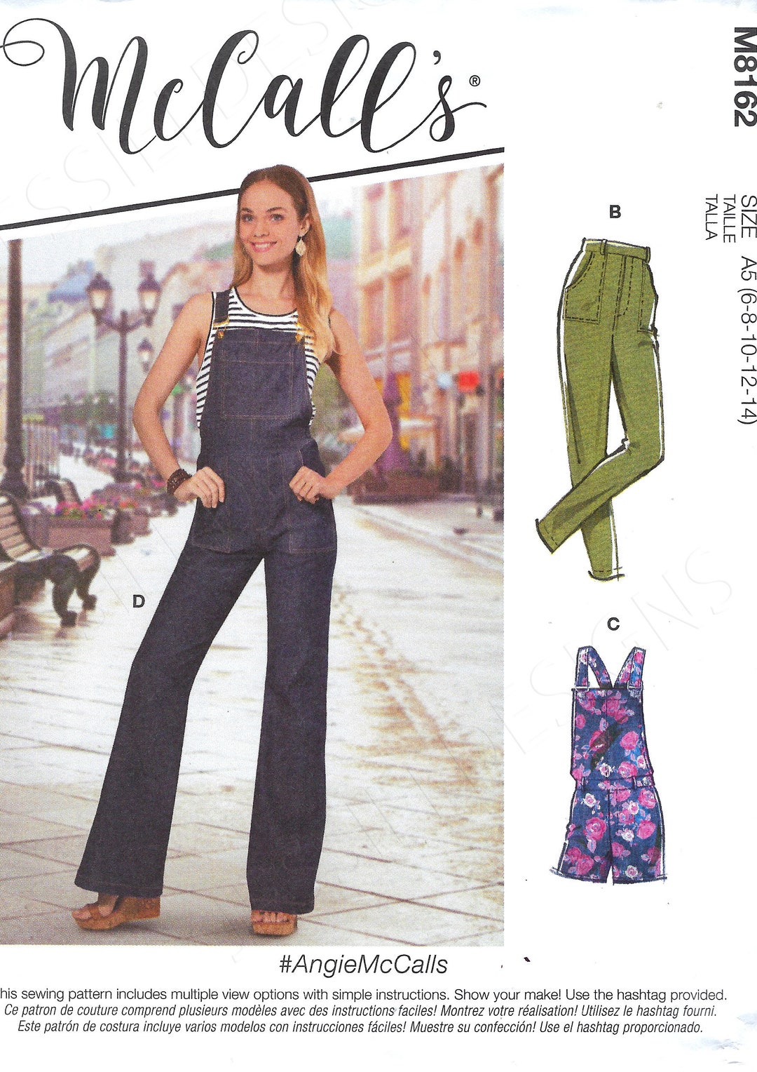 Uncut Mccalls Sewing Pattern 10884 8162, Misses' Flared Jeans, Overalls ...