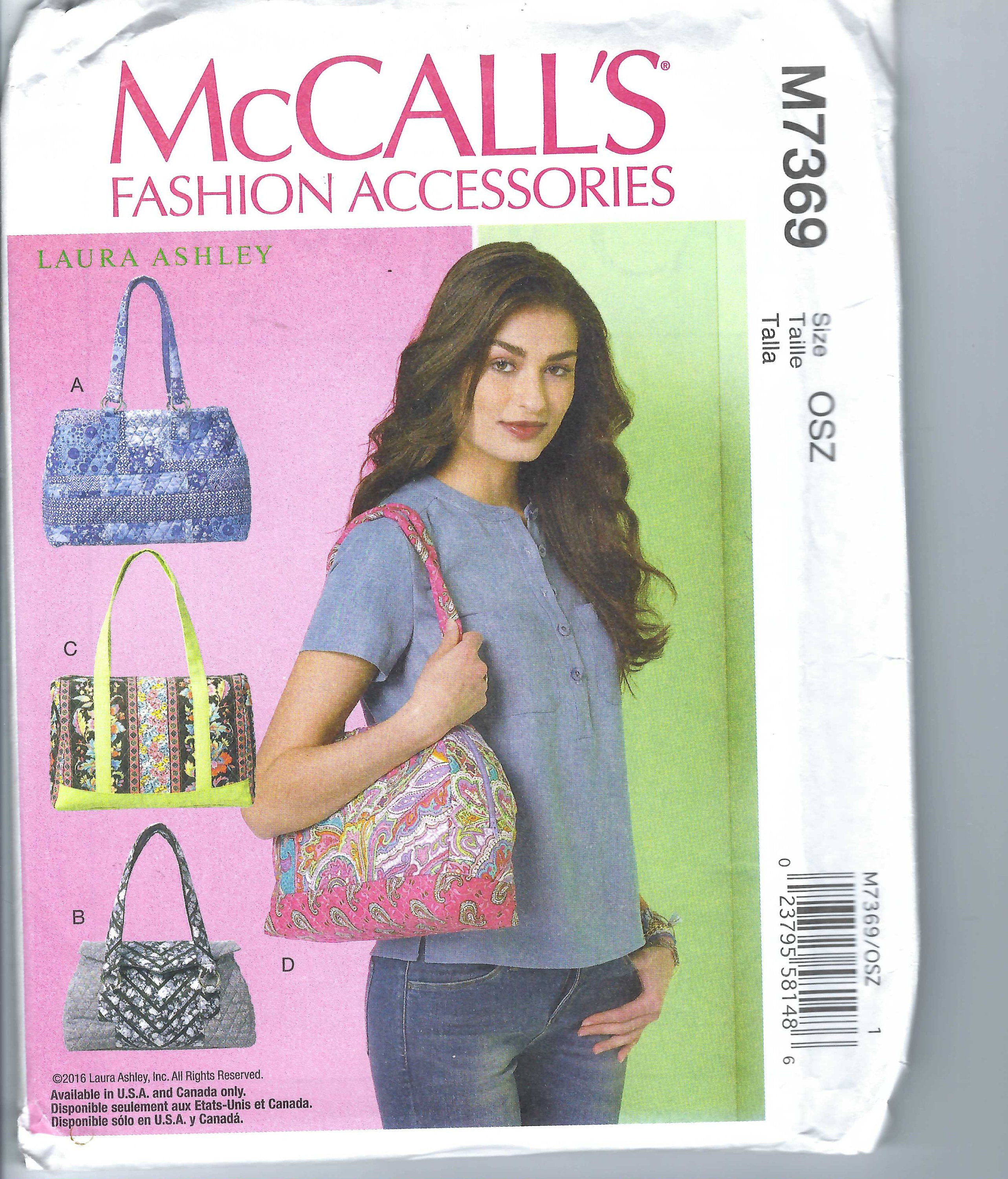 Uncut Mccalls Sew Sewing Pattern Pre-quilted Handbag Sewing Pattern ...