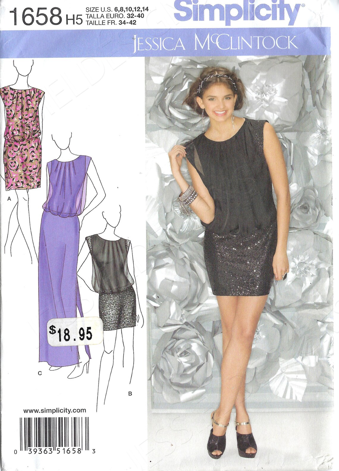 Uncut Simplicity Sewing Pattern 1658 Jessica Mcclintock Evening, Party ...
