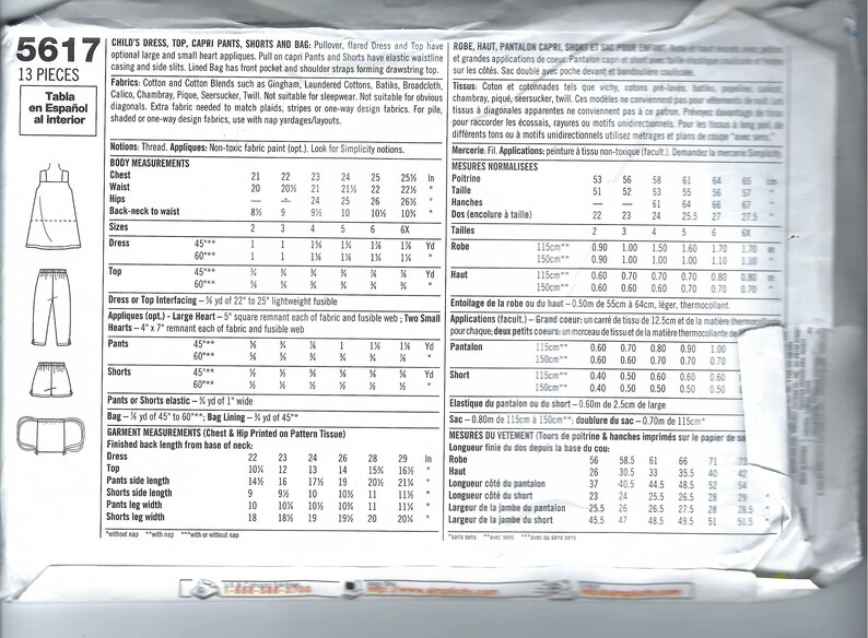 Buy Uncut Vintage Simplicity Sewing Pattern 5617 Girl's Dress, Top