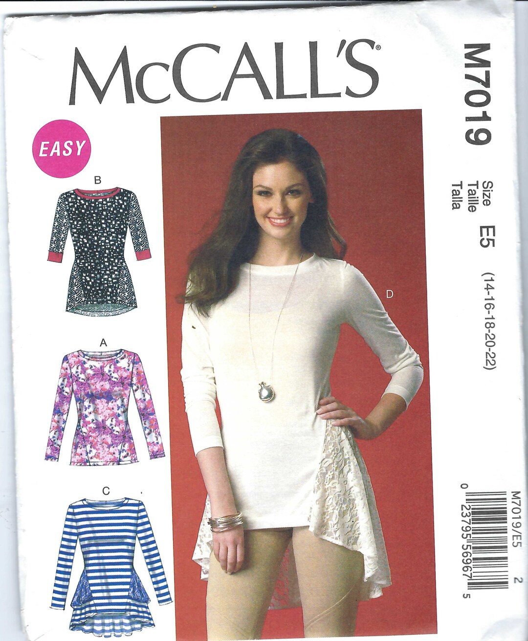 Uncut Mccalls Sewing Pattern 7019 UNCUT Pattern for Misses Tops Sizes 6 ...