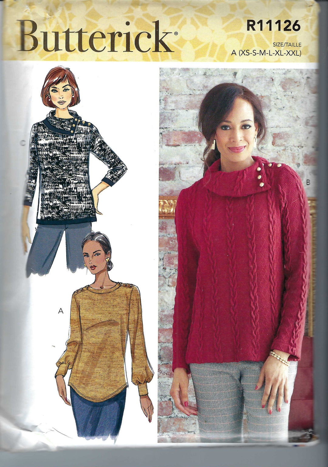 Uncut Butterick Sewing Pattern 11140 11126 6857 Womens Pullover Top in ...