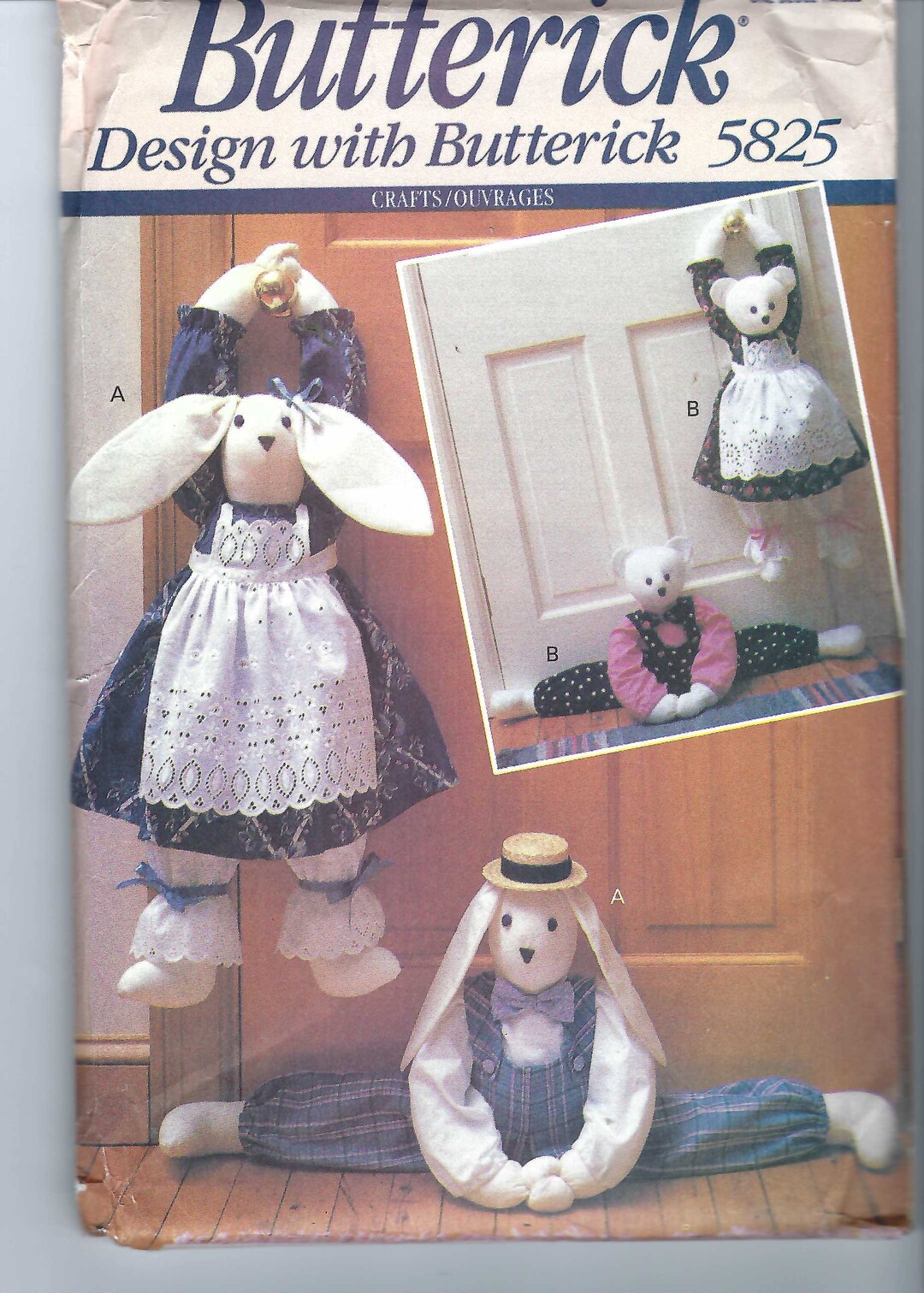 Uncut Butterick Sewing Pattern 5825 Bunny and Bear Draft Stoppers Make