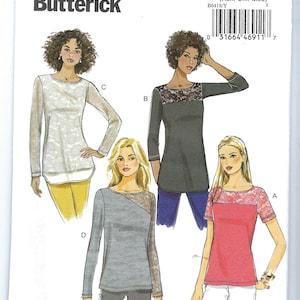 Uncut Butterick sewing pattern Women&#39;s Knit Tops, Long Sleeve Tops, Pullover Tops, Fitted Tops, Butterick 6418 Sizes XS-M or L-XXL FF