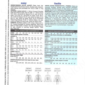 Uncut Butterick Sewing Pattern 4028 Ladies Jackets Size 12-14-16 18-20 ...