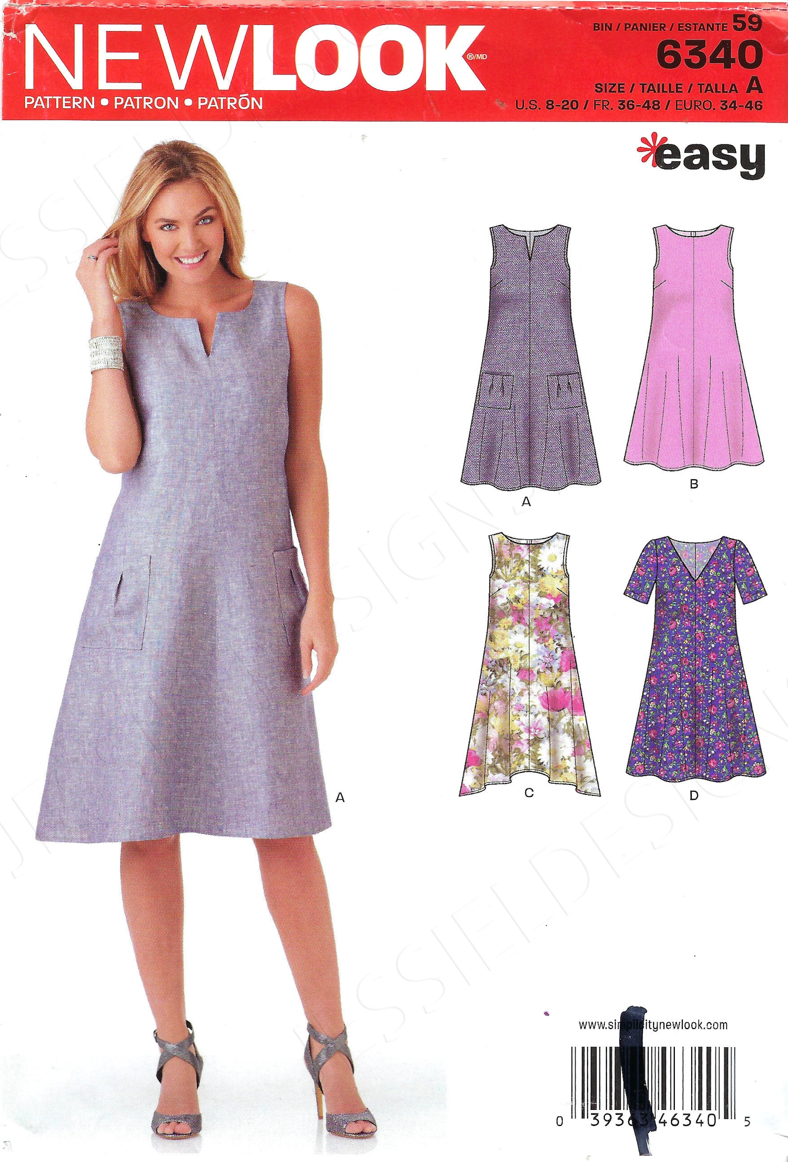 New Look Sewing Pattern 443 6340 Misses Dress Sewing Pattern Etsy