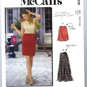 uncut  Mccalls  sewing pattern 11019 8068 Sewing Pattern Misses No Waistband Skirts in Two Lengths Learn to Sew Series sz XS-M or L-XXL FF