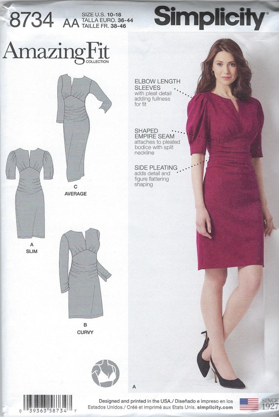 Uncut Simplicity Sewing Pattern 10028 8734 Misses'/women's Amazing Fit Dress  Size 10-18 20-28 FF - Etsy Finland