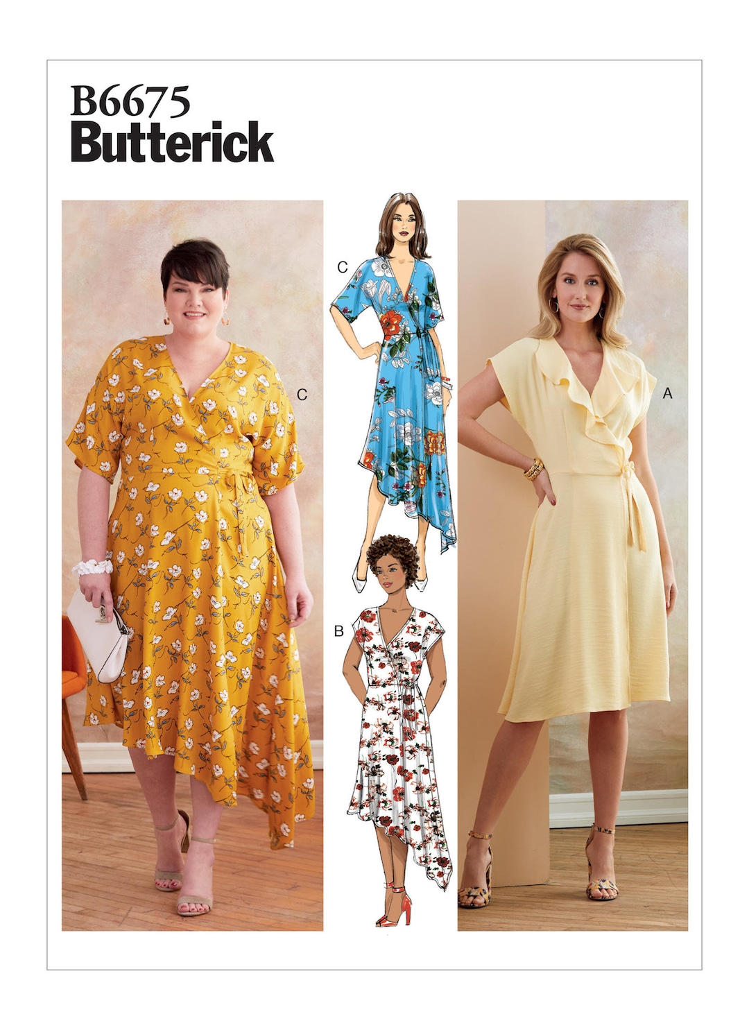 Uncut Misses & Plus Sizes, Butterick Pattern 10764 6675, V Neck Dress ...