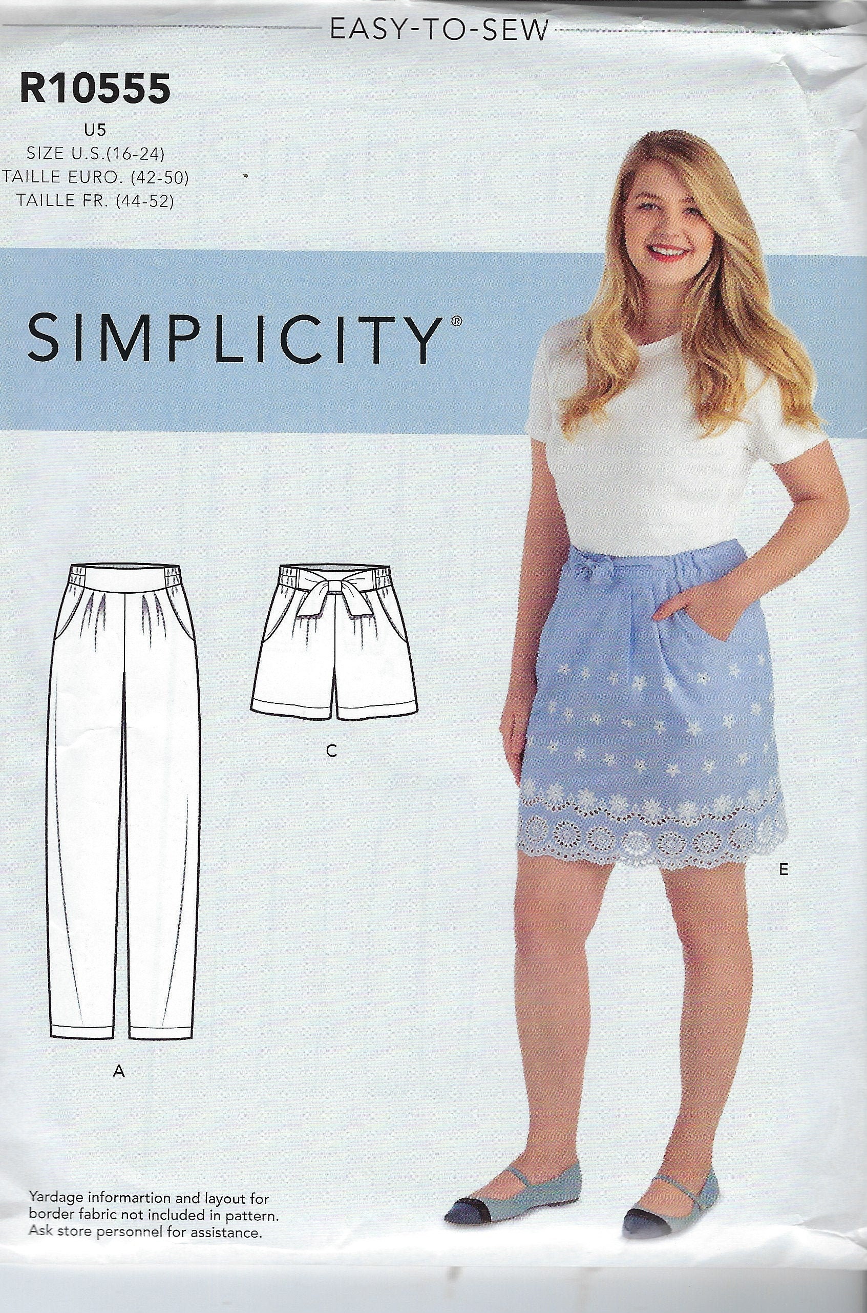 Uncut Simplicity Sewing Pattern 10555 1887 Misses Easy to Sew Pants in ...