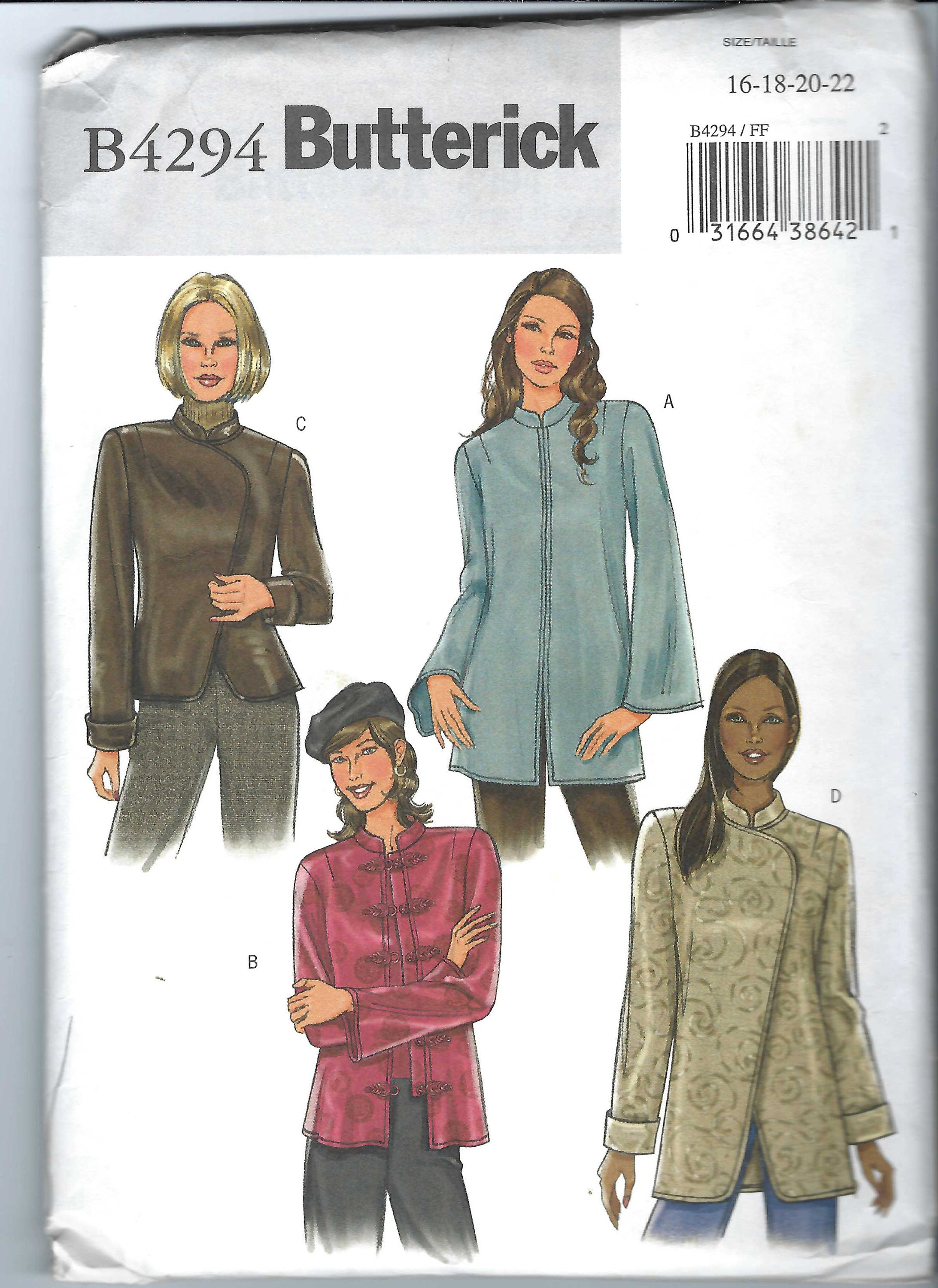 Uncut Butterick Sewing Pattern 4294 Misses' Jacket Pattern Four Styles Size  8-14 16-18-20-22 FF -  Canada