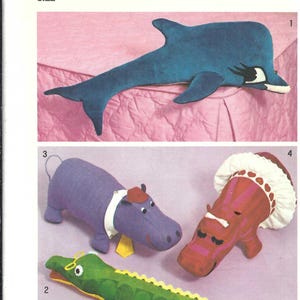 Oklippt Simplicity Symönster 5778 Vintage Gosedjur Mönster Val Delfin Alligator Flodhäst