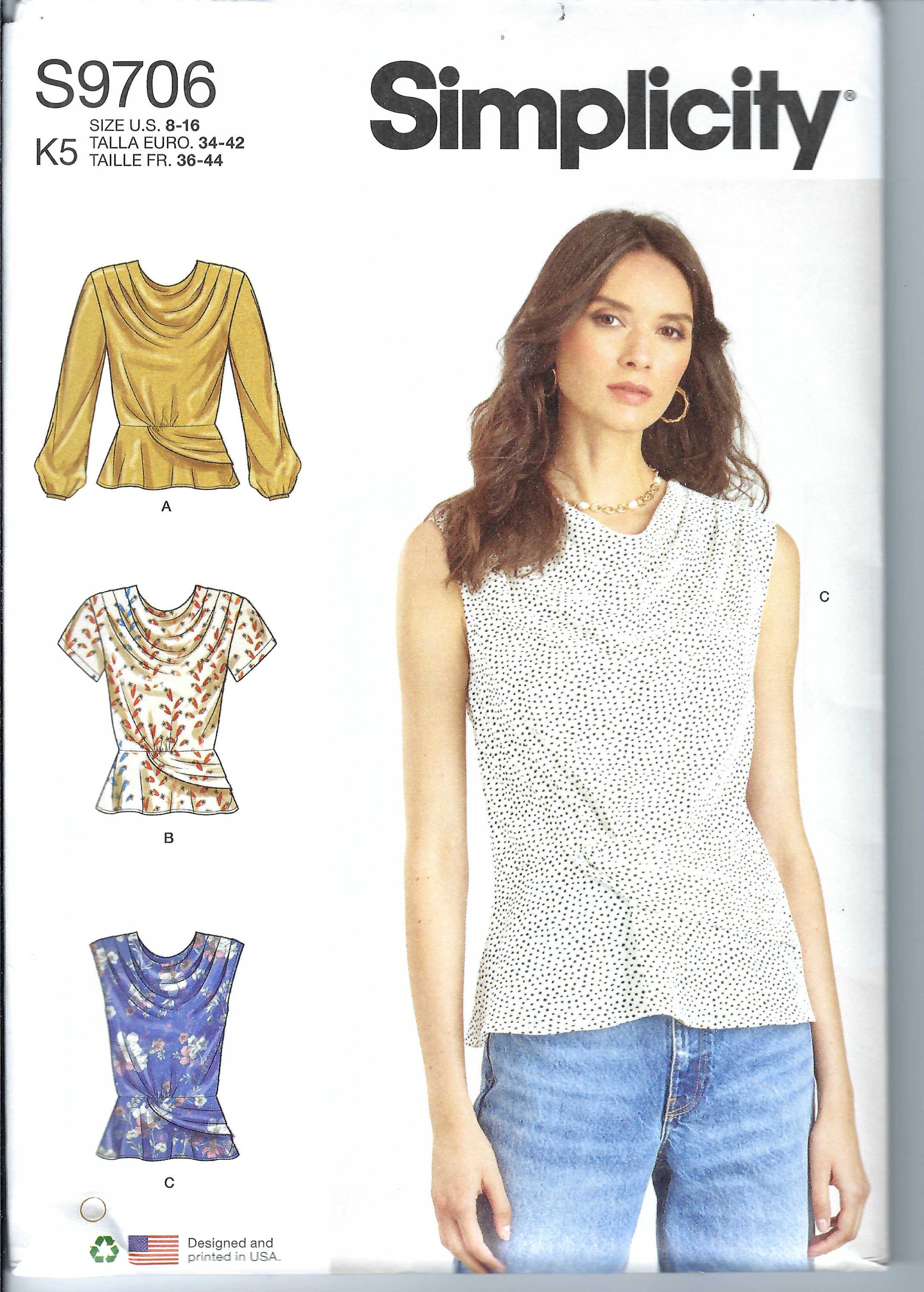 sutssy9ページ Uncut Simplicity Sewing Pattern Misses' Tops Simplicity Sewing