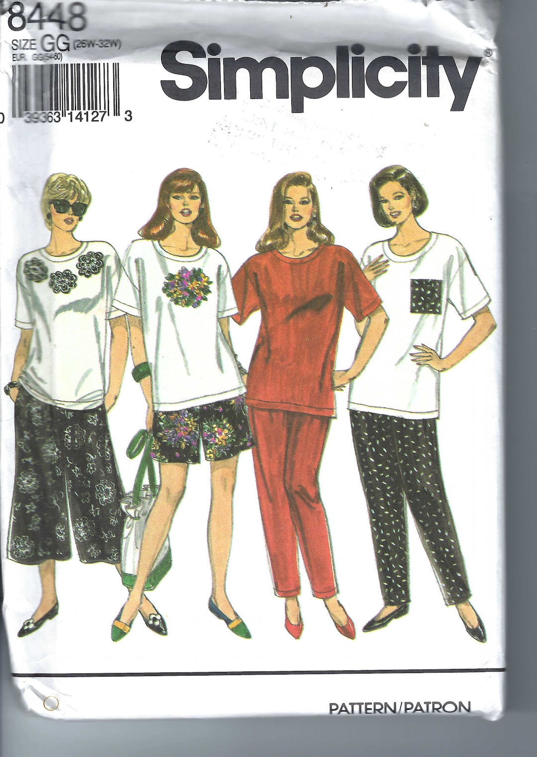 Uncut Vintage Simplicity Sewing Pattern 8448 Top Split Skirt Pants ...