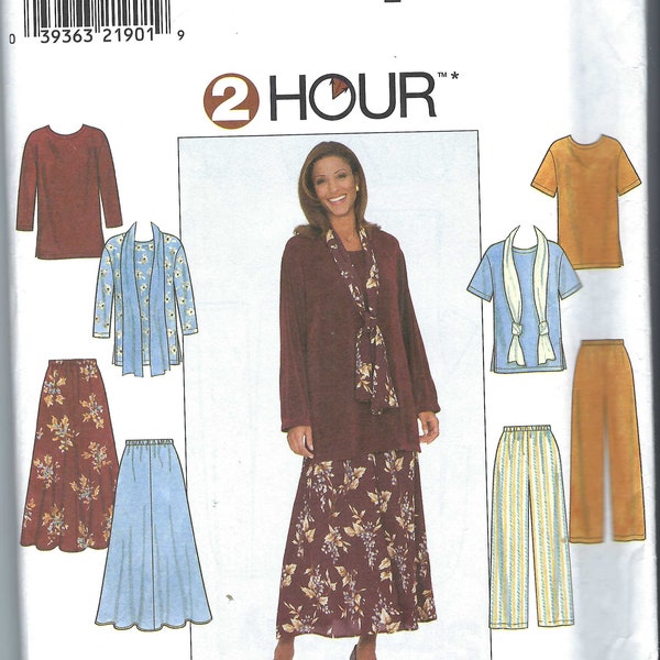 Uncut vintage Simplicity Sewing Pattern Misses' Top, Skirt, Pants and Scarf Pattern 8226 size xs-s-m L-xl FF