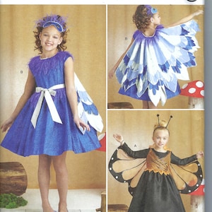 Unbeschnittenes schlichtes Schnittmuster 11916 9836 Singvogel-Schmetterling-Kostüme für Kinder und Mädchen Größe 3-6 7-14 FF