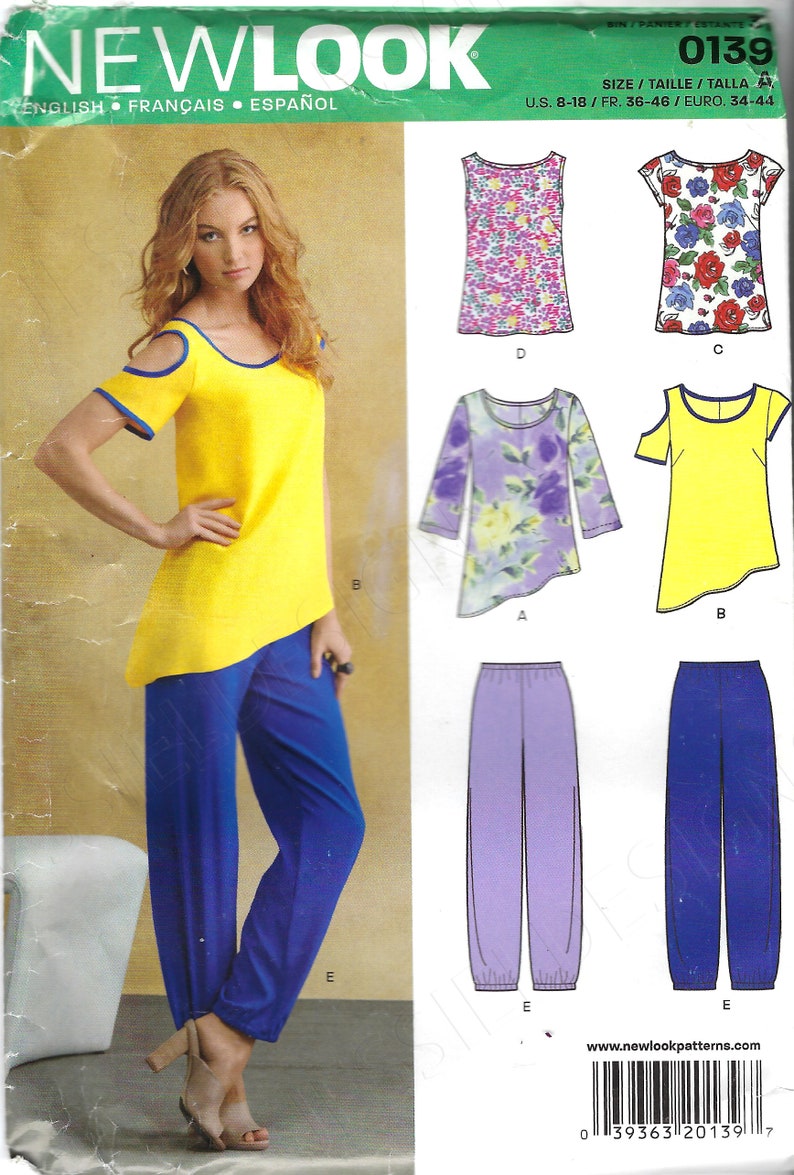 Misses/' Easy Tops or Tunic and Pull-On Pants size 8-18 FF Uncut New Look Sewing Pattern 0139 6109