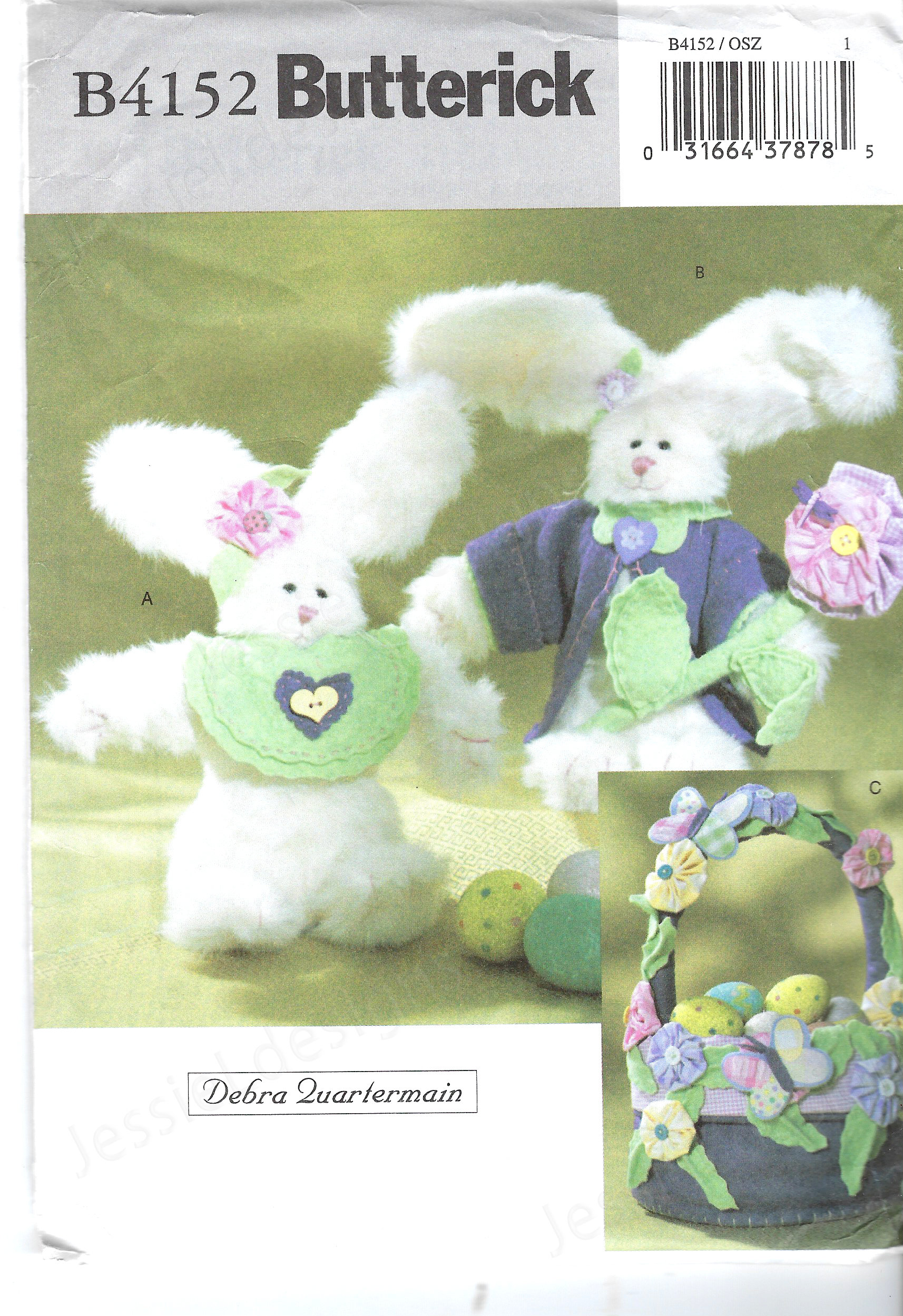 Uncut Butterick Sewing Pattern 4152 Pattern, Bunnies and Basket, Easter ...