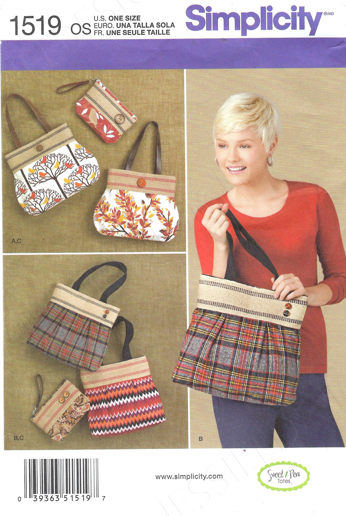 Uncut Simplicity Sewing Pattern 1519 Misses Bags, Purses, Clutch Sewing ...